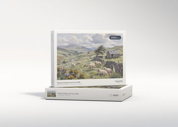Sheep Grazing in the Green Hills jigsaw puzzle - gift box