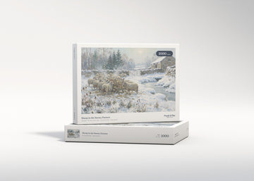 Sheep in the Snowy Pasture jigsaw puzzle - gift box