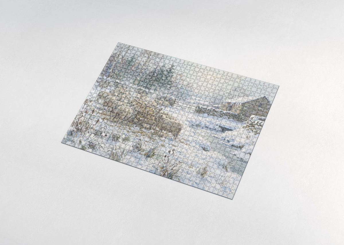Sheep in the Snowy Pasture jigsaw puzzle - assembled puzzle