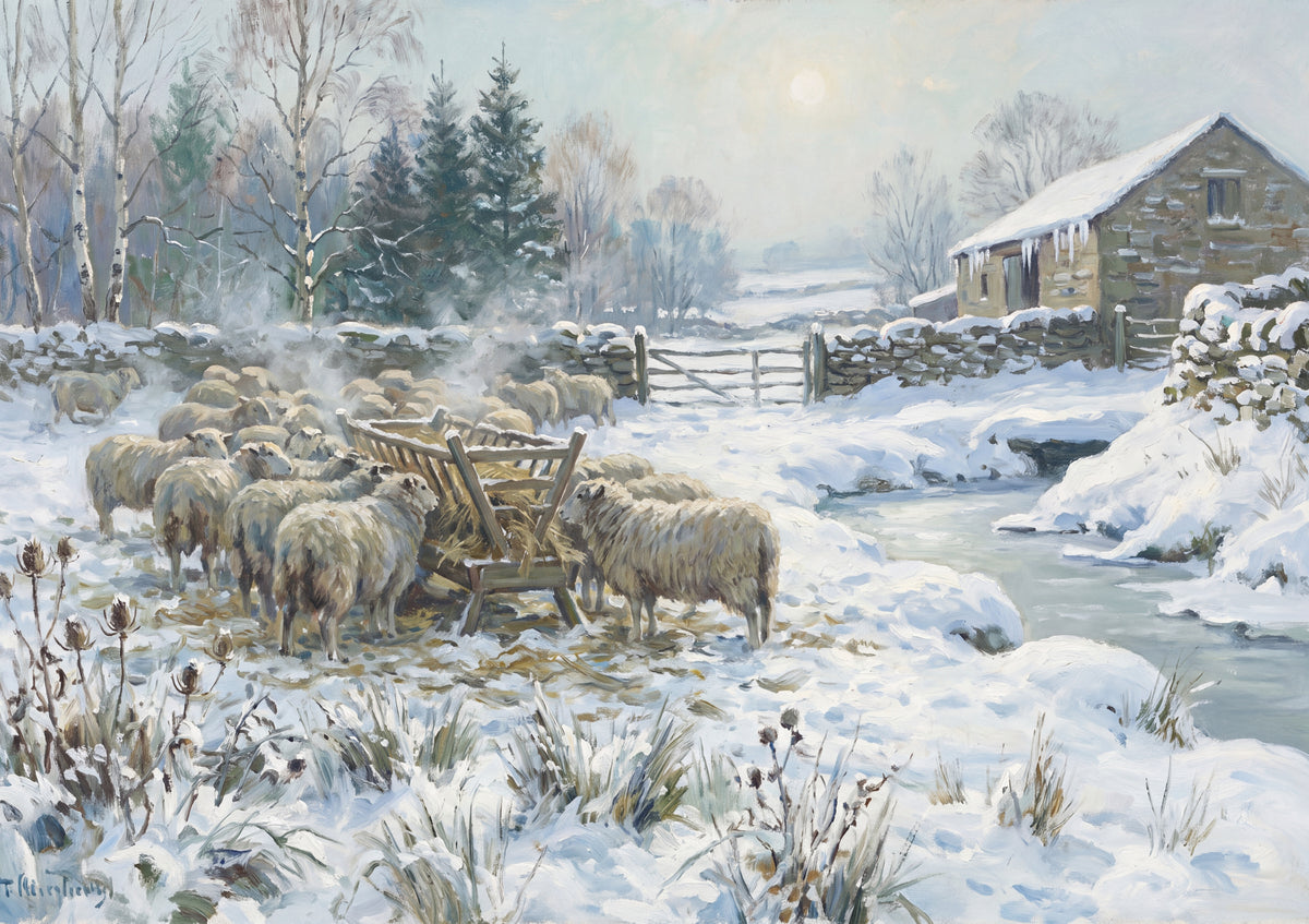 Sheep in the Snowy Pasture jigsaw puzzle