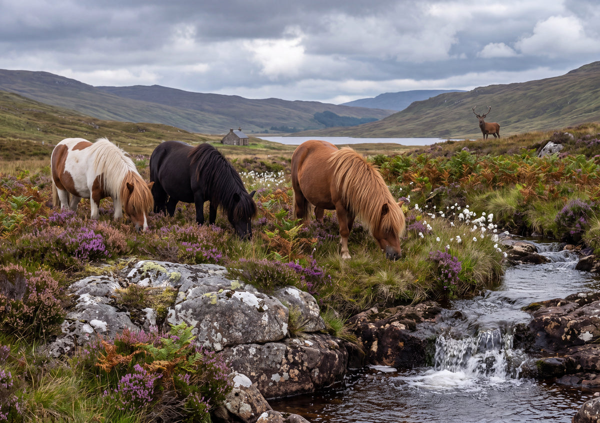 Shetland Ponies in the Highland Heather jigsaw puzzle