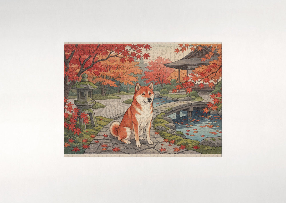 Shiba Inu in the Autumn Maple Garden jigsaw puzzle - flat puzzle