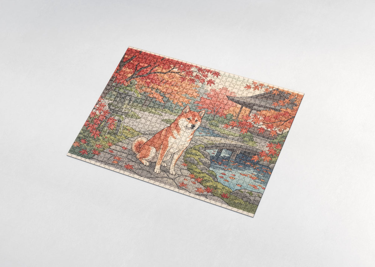 Shiba Inu in the Autumn Maple Garden jigsaw puzzle - assembled puzzle