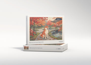 Shiba Inu in the Autumn Maple Garden jigsaw puzzle - gift box