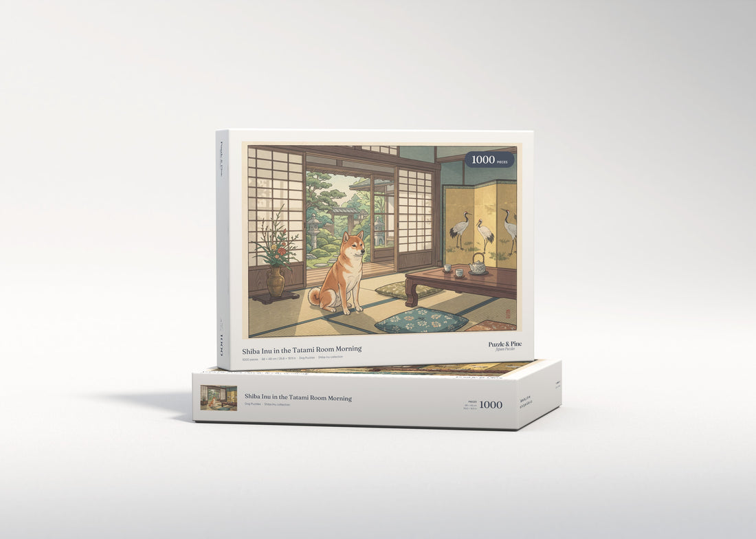Shiba Inu in the Tatami Room Morning jigsaw puzzle - gift box
