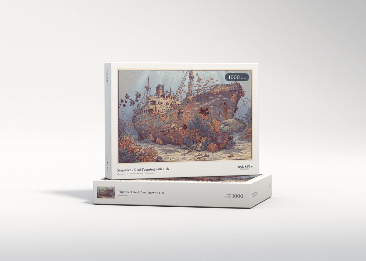 Shipwreck Reef Teeming with Fish jigsaw puzzle - gift box