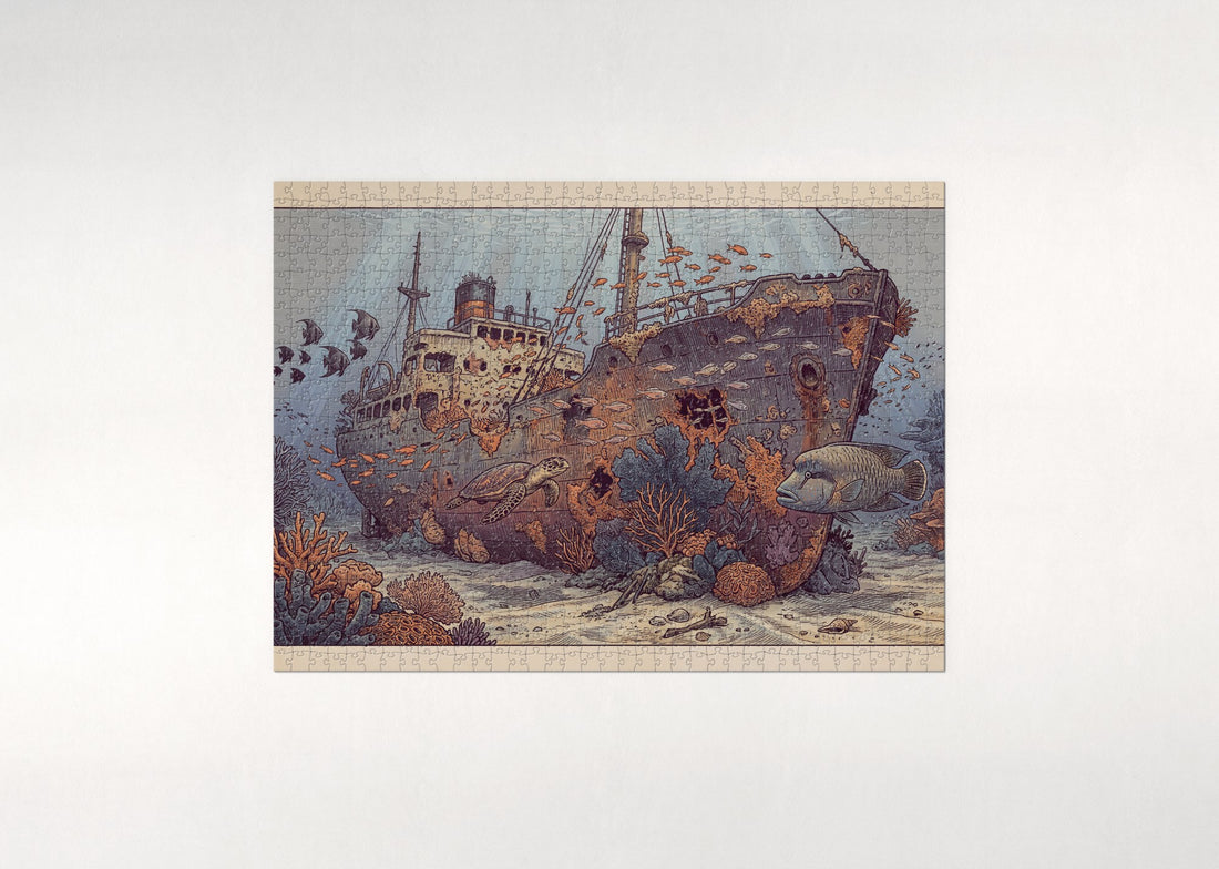 Shipwreck Reef Teeming with Fish jigsaw puzzle - gift box