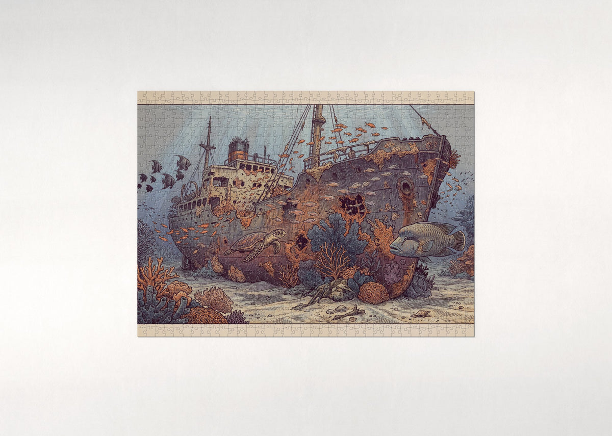Shipwreck Reef Teeming with Fish jigsaw puzzle - flat puzzle