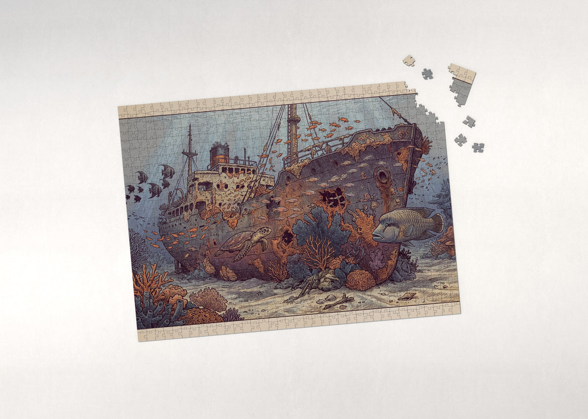 Shipwreck Reef Teeming with Fish jigsaw puzzle - puzzle with loose pieces