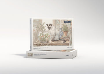 Siamese Cat By the Goldfish Bowl jigsaw puzzle - gift box