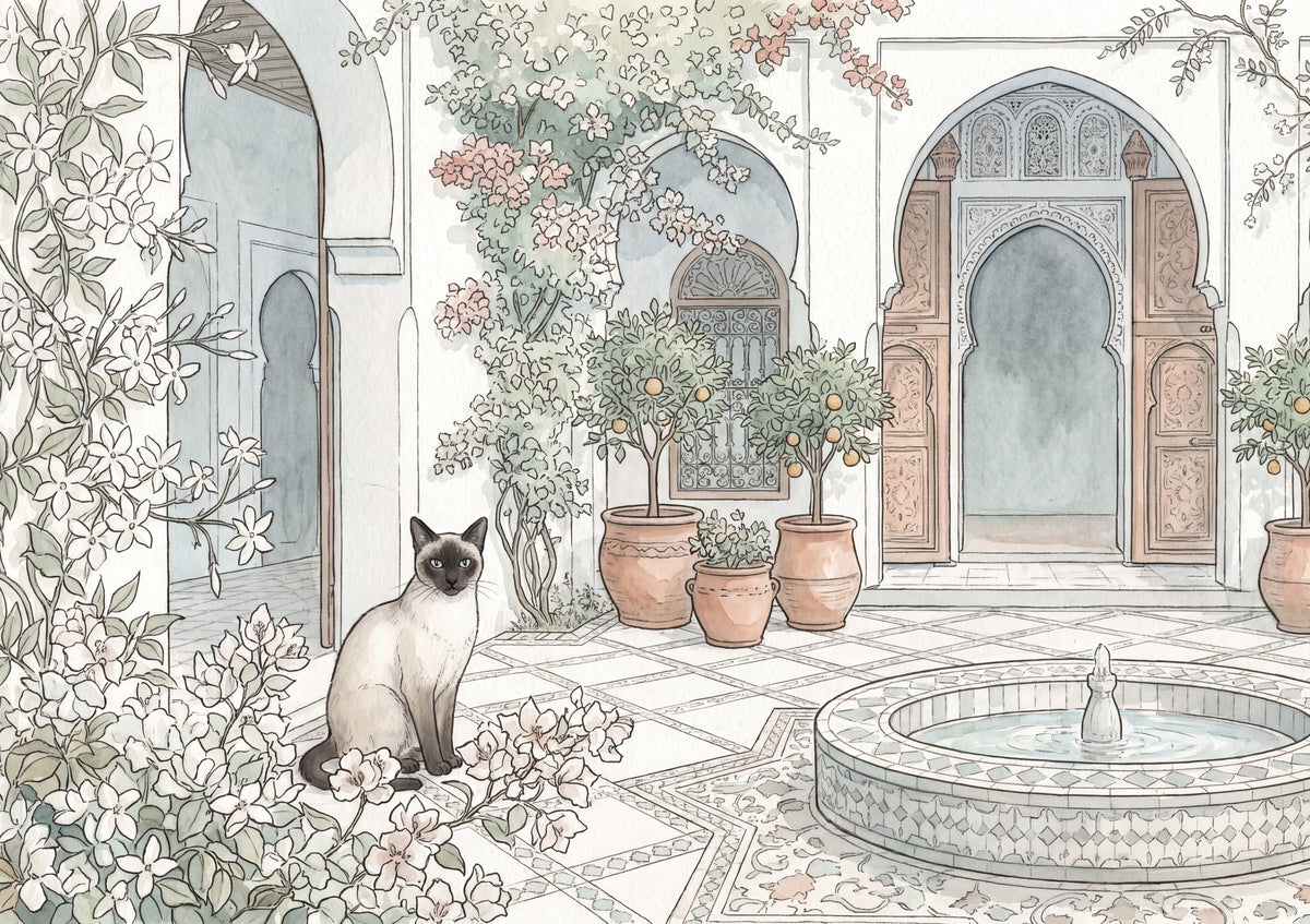 Siamese Cat In the Jasmine Courtyard jigsaw puzzle