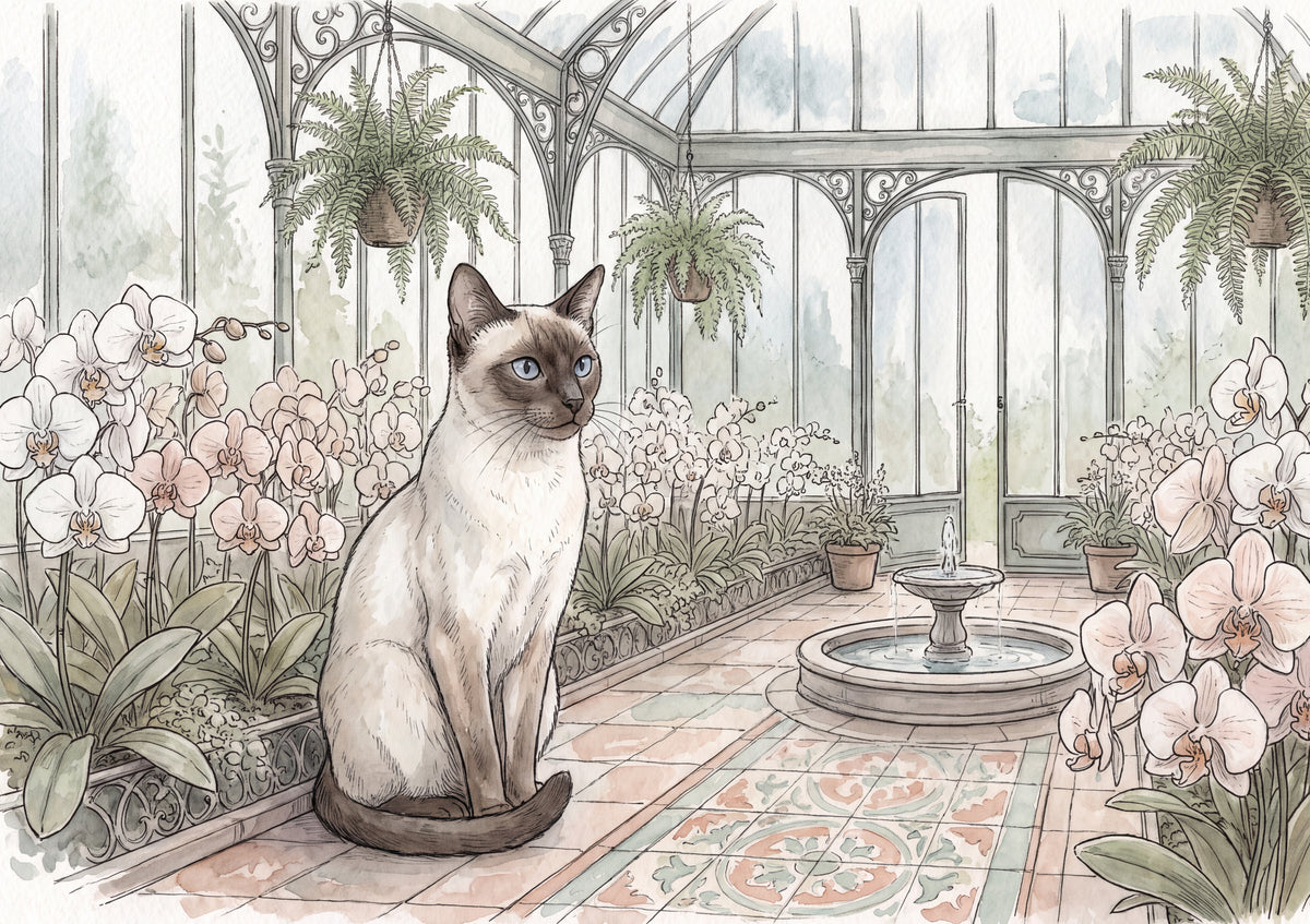 Siamese Cat In the Orchid Conservatory jigsaw puzzle