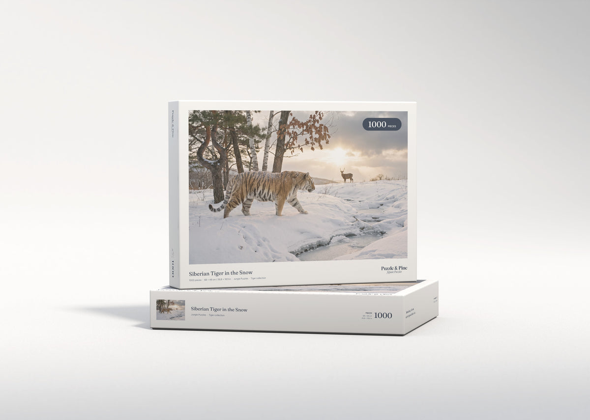 Siberian Tiger in the Snow jigsaw puzzle - gift box