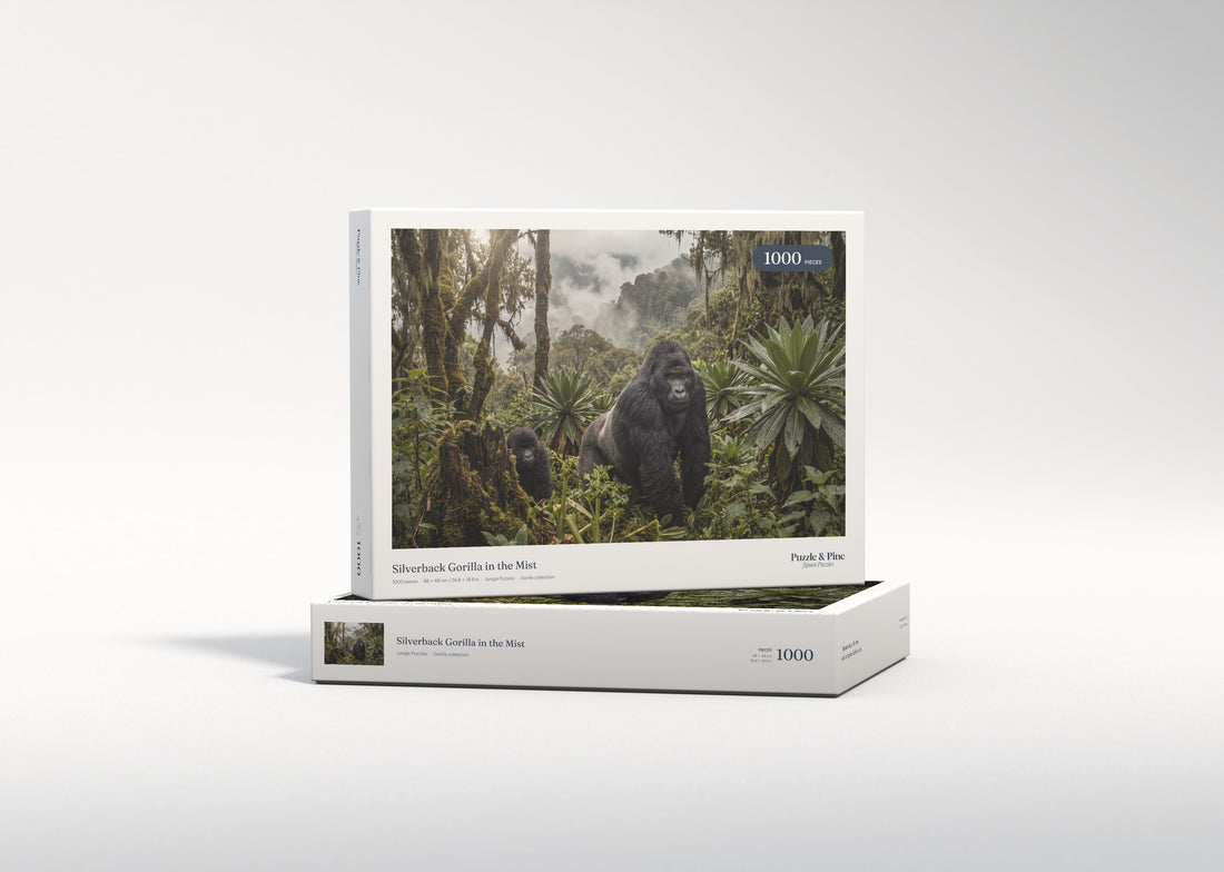 Silverback Gorilla in the Mist jigsaw puzzle - gift box