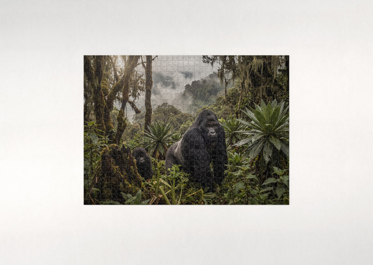 Silverback Gorilla in the Mist jigsaw puzzle - flat puzzle