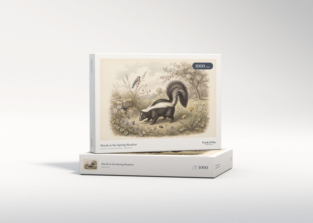 Skunk in the Spring Meadow jigsaw puzzle - gift box