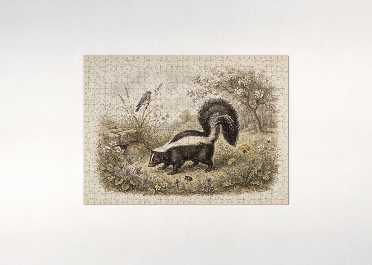 Skunk in the Spring Meadow jigsaw puzzle - flat puzzle