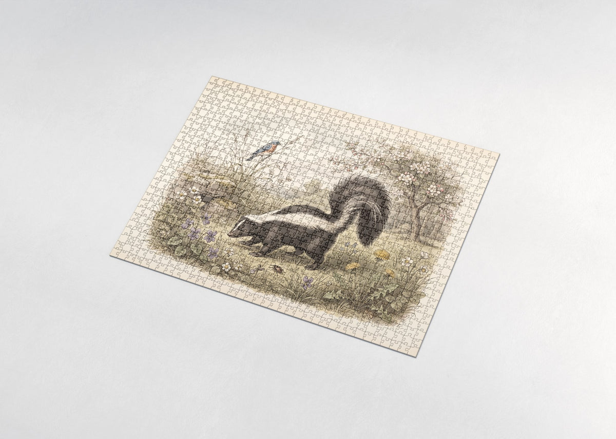 Skunk in the Spring Meadow jigsaw puzzle - assembled puzzle
