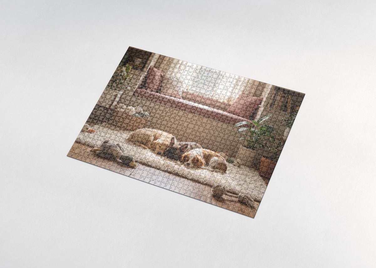 Sleeping Puppies in the Sunbeam jigsaw puzzle - assembled puzzle