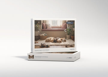 Sleeping Puppies in the Sunbeam jigsaw puzzle - gift box