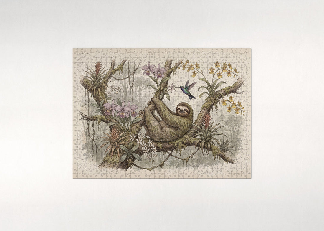 Sloth Among the Orchids jigsaw puzzle - gift box