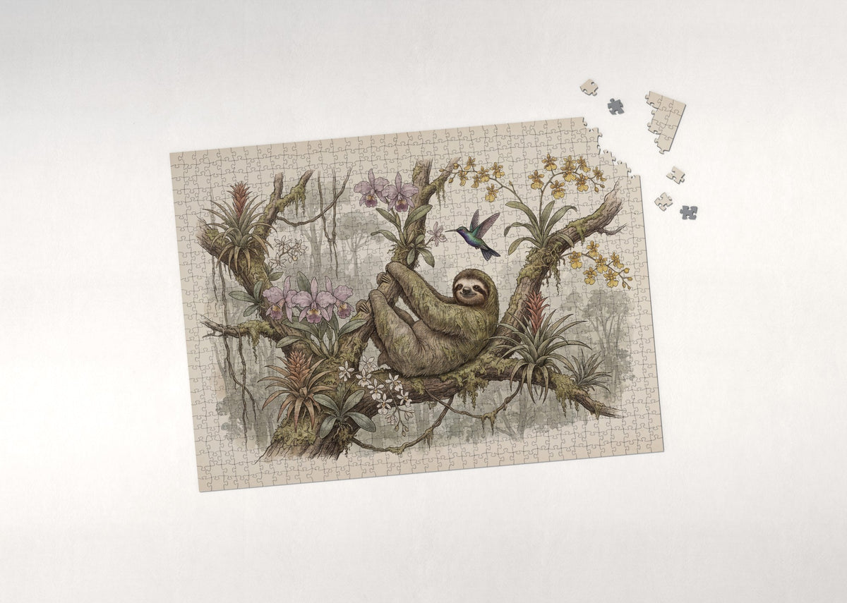 Sloth Among the Orchids jigsaw puzzle - puzzle with loose pieces