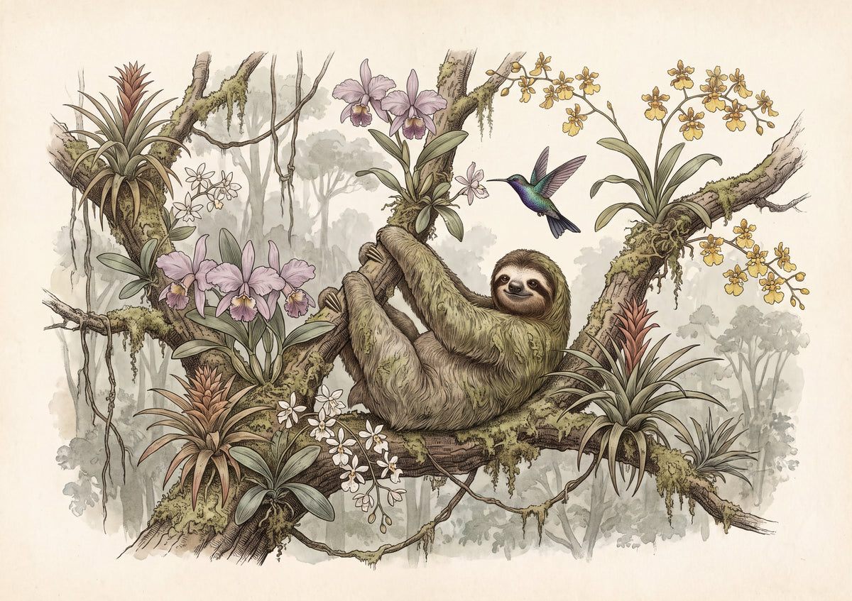 Sloth Among the Orchids jigsaw puzzle