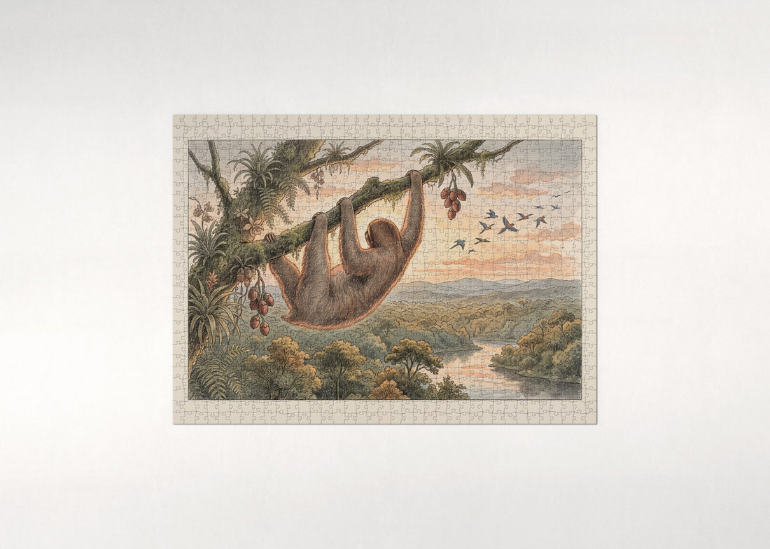 Sloth at Sunset in the Canopy jigsaw puzzle - gift box