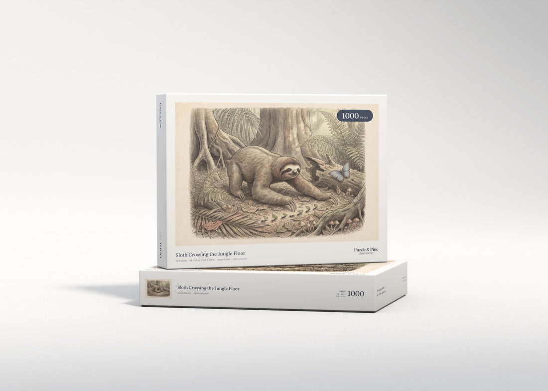 Sloth Crossing the Jungle Floor jigsaw puzzle - gift box