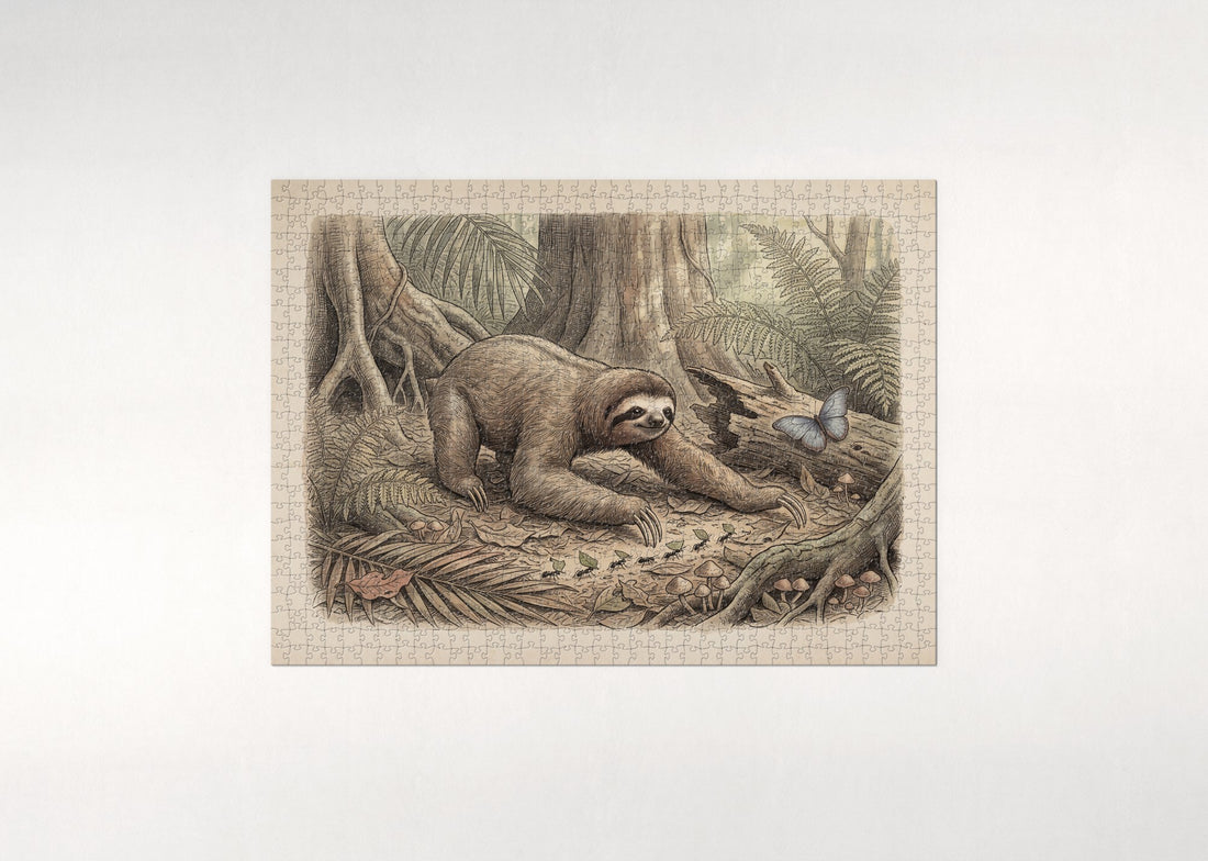 Sloth Crossing the Jungle Floor jigsaw puzzle - gift box