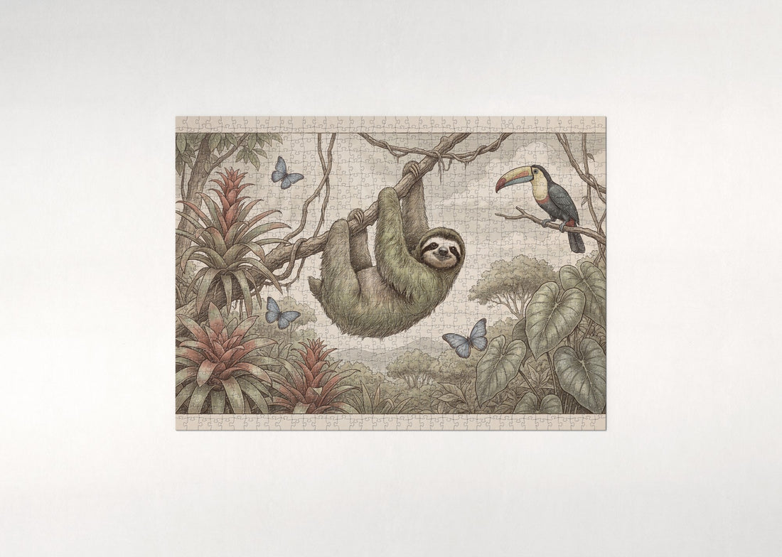 Sloth Hanging in the Rainforest Canopy jigsaw puzzle - gift box