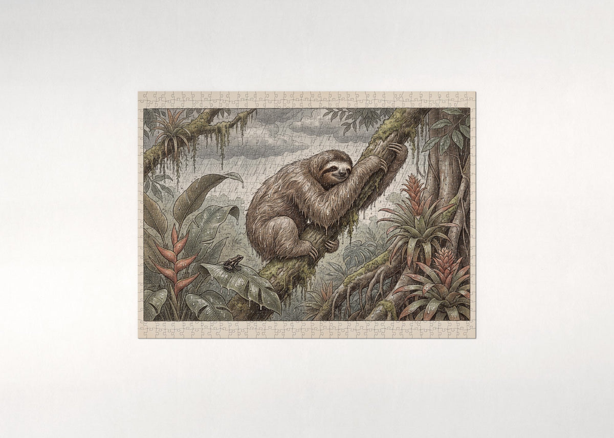 Sloth in the Rainforest Rain jigsaw puzzle - flat puzzle
