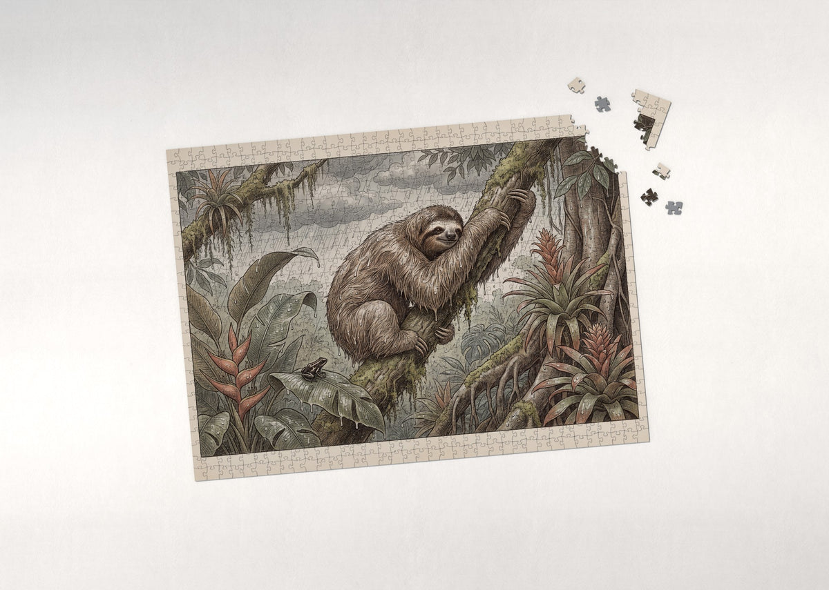 Sloth in the Rainforest Rain jigsaw puzzle - puzzle with loose pieces