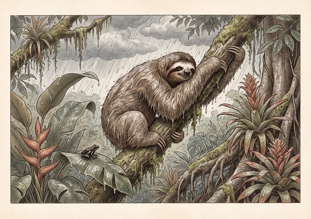 Sloth in the Rainforest Rain jigsaw puzzle