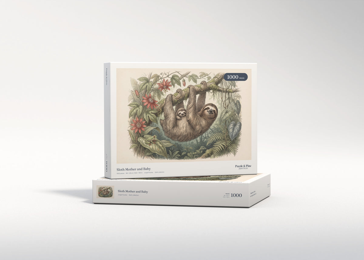 Sloth Mother and Baby jigsaw puzzle - gift box