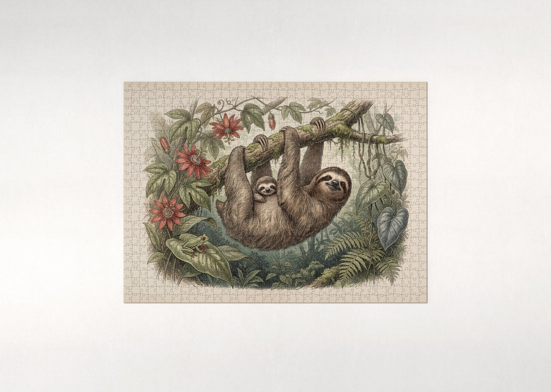 Sloth Mother and Baby jigsaw puzzle - gift box