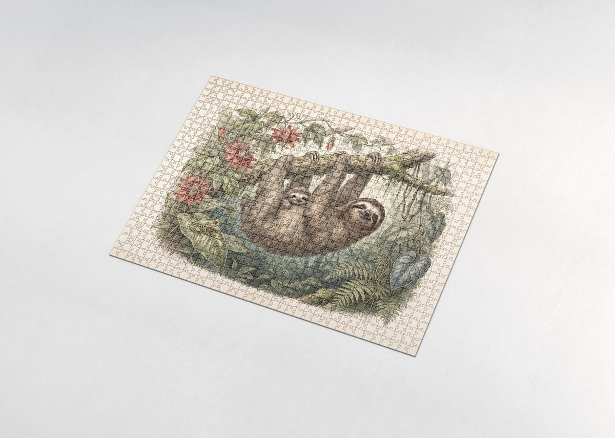 Sloth Mother and Baby jigsaw puzzle - assembled puzzle