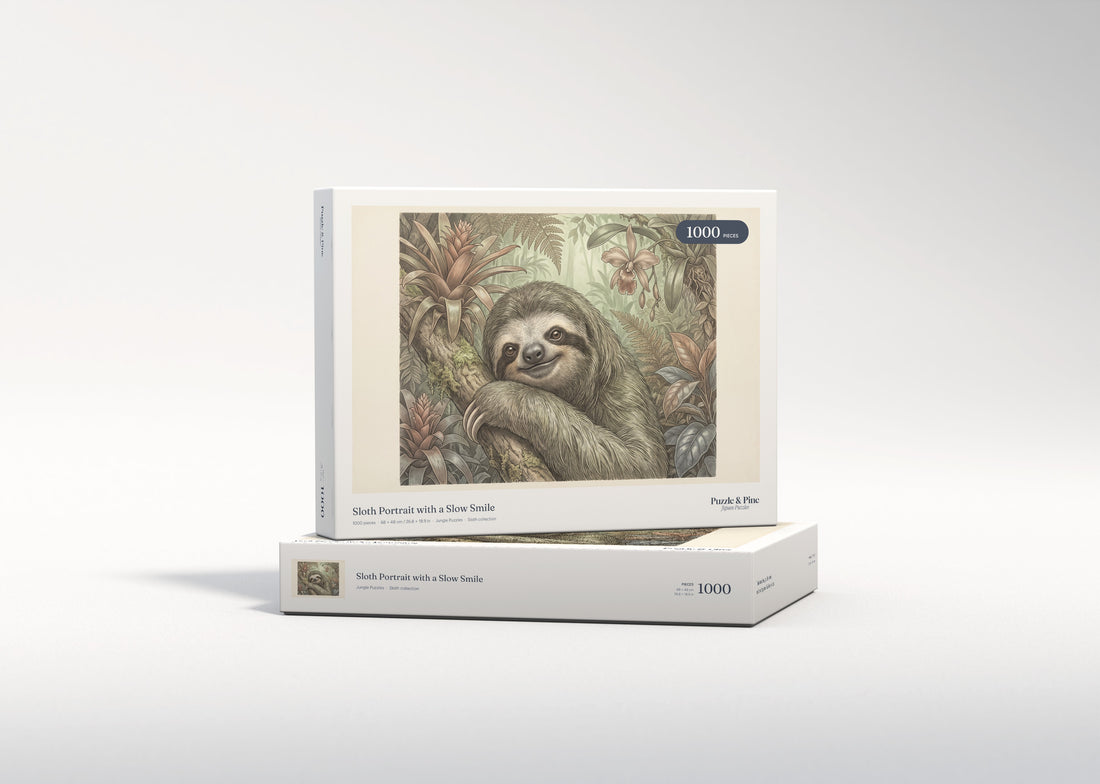 Sloth Portrait with a Slow Smile jigsaw puzzle - gift box