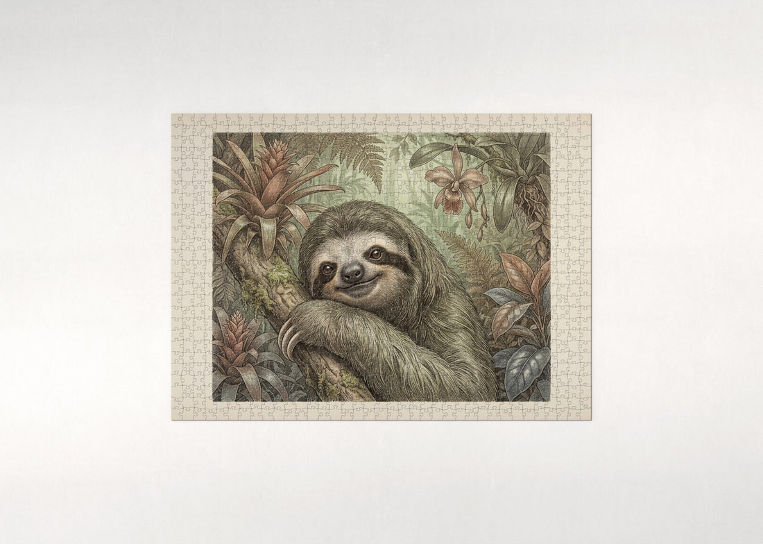 Sloth Portrait with a Slow Smile jigsaw puzzle - gift box