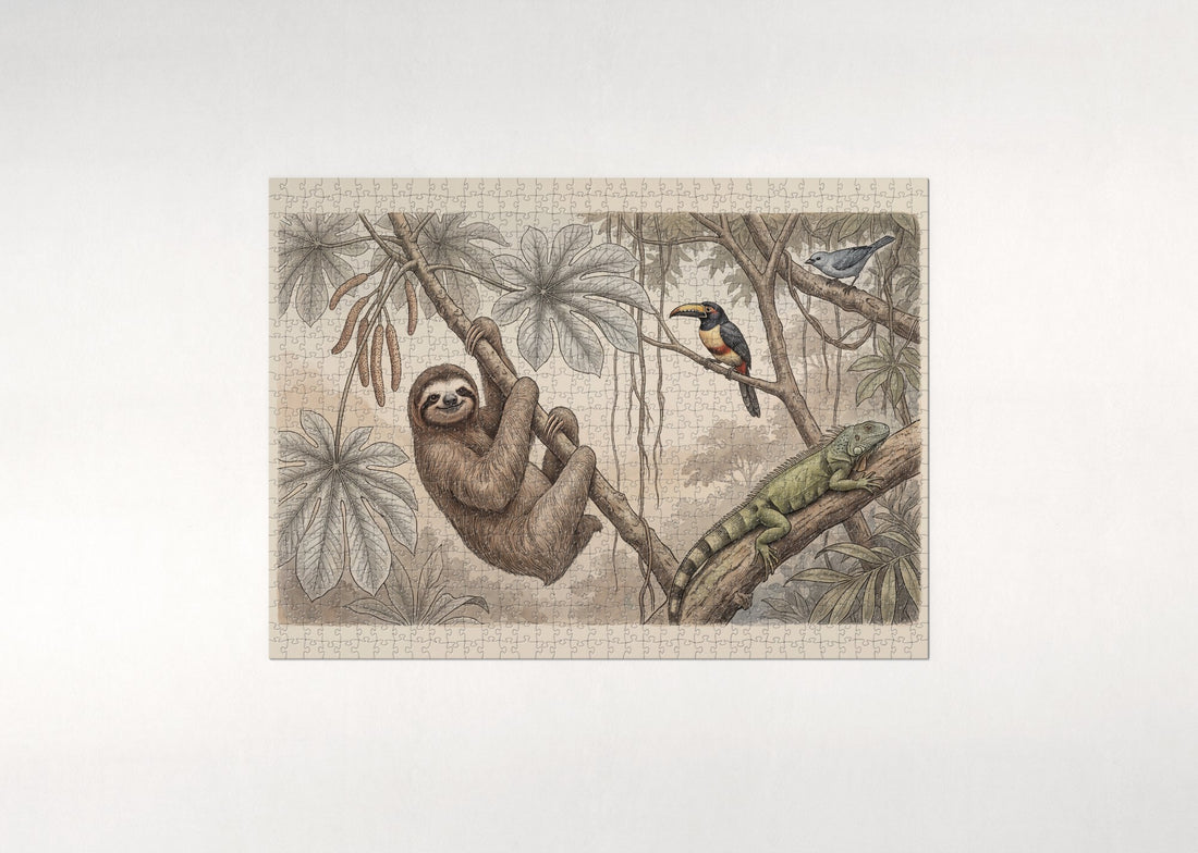 Sloth Smiling in the Cecropia Tree jigsaw puzzle - gift box