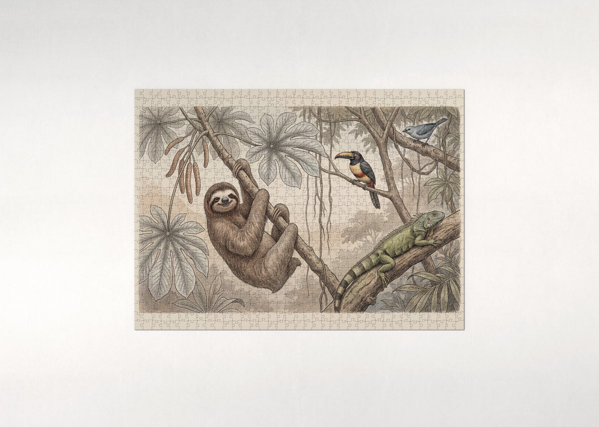 Sloth Smiling in the Cecropia Tree jigsaw puzzle - flat puzzle