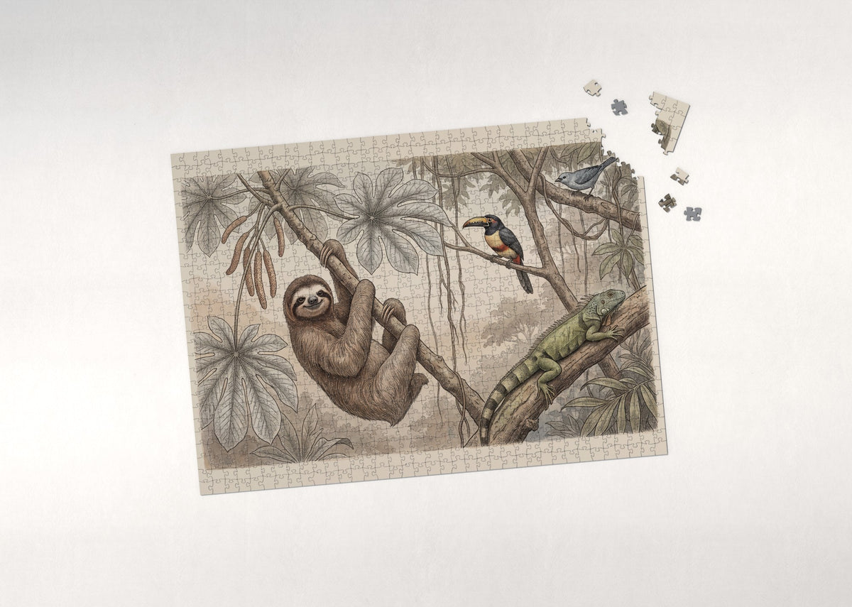 Sloth Smiling in the Cecropia Tree jigsaw puzzle - puzzle with loose pieces
