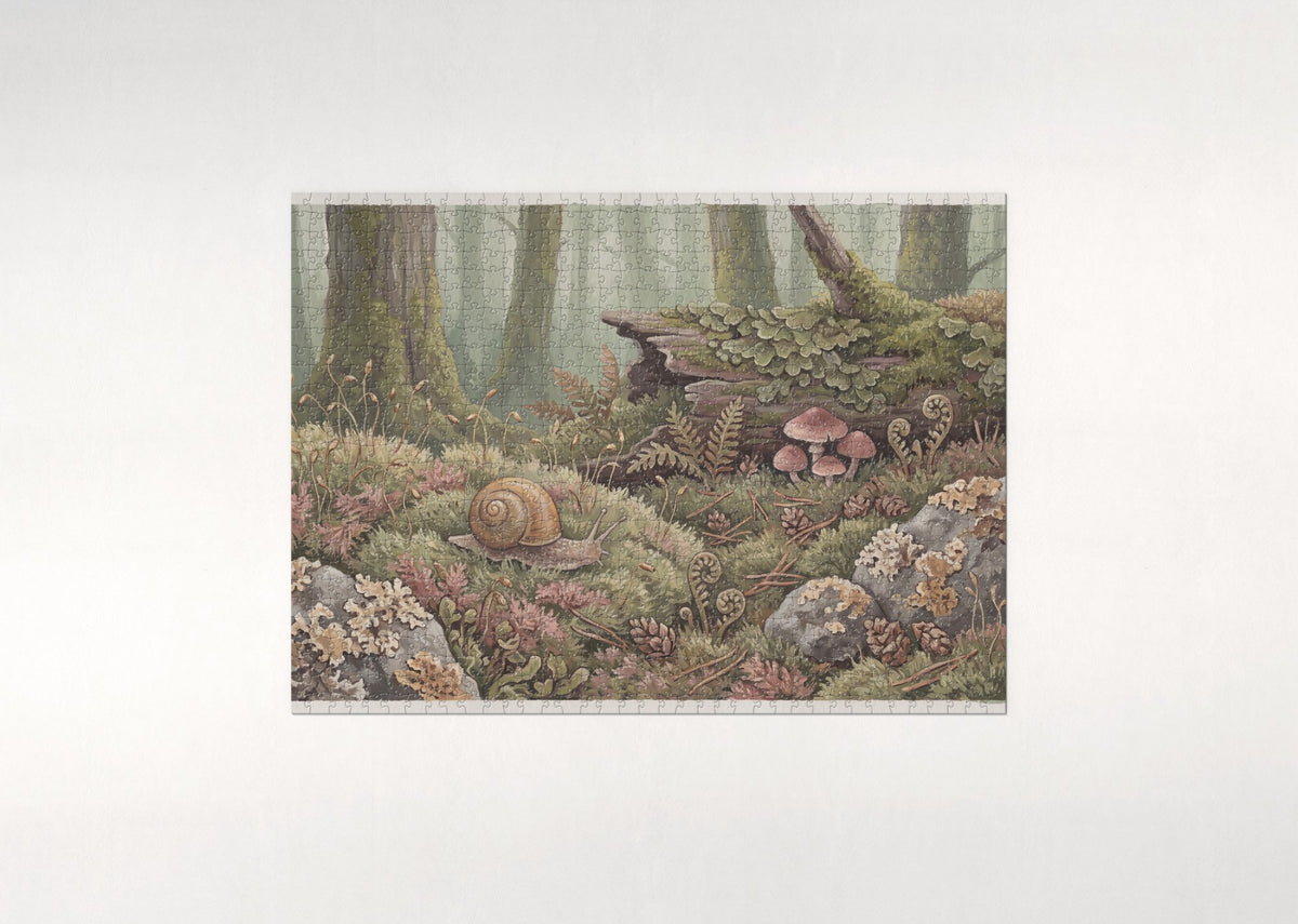 Snail in the Moss Forest jigsaw puzzle - flat puzzle