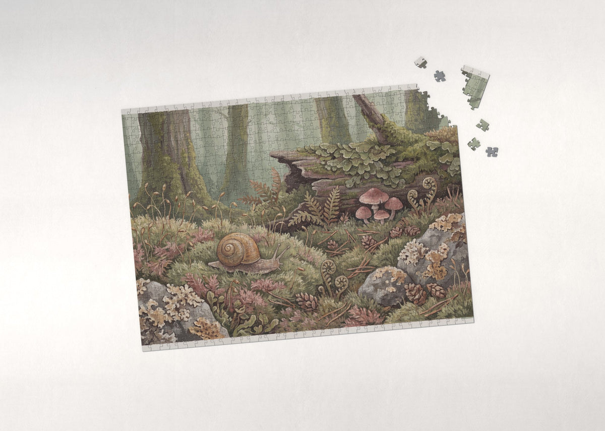 Snail in the Moss Forest jigsaw puzzle - puzzle with loose pieces