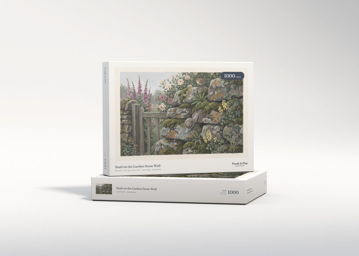 Snail on the Garden Stone Wall jigsaw puzzle - gift box