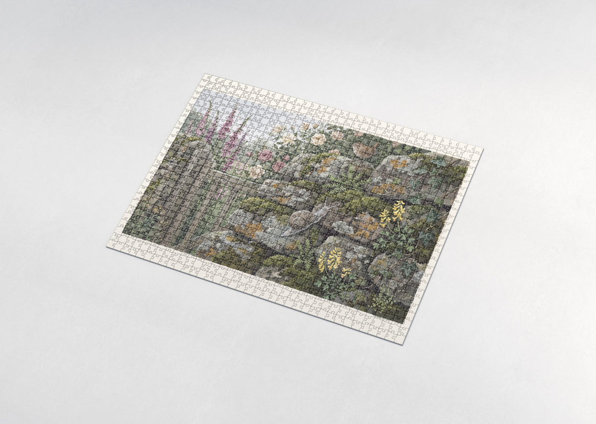 Snail on the Garden Stone Wall jigsaw puzzle - assembled puzzle