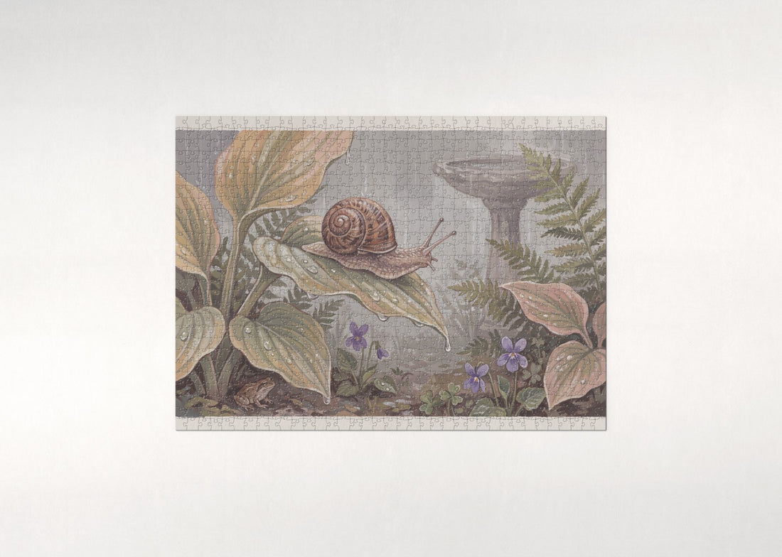 Snail on the Rainy Leaf jigsaw puzzle - gift box