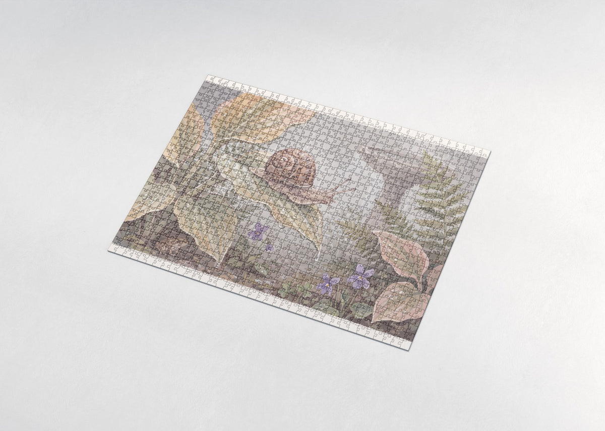 Snail on the Rainy Leaf jigsaw puzzle - assembled puzzle