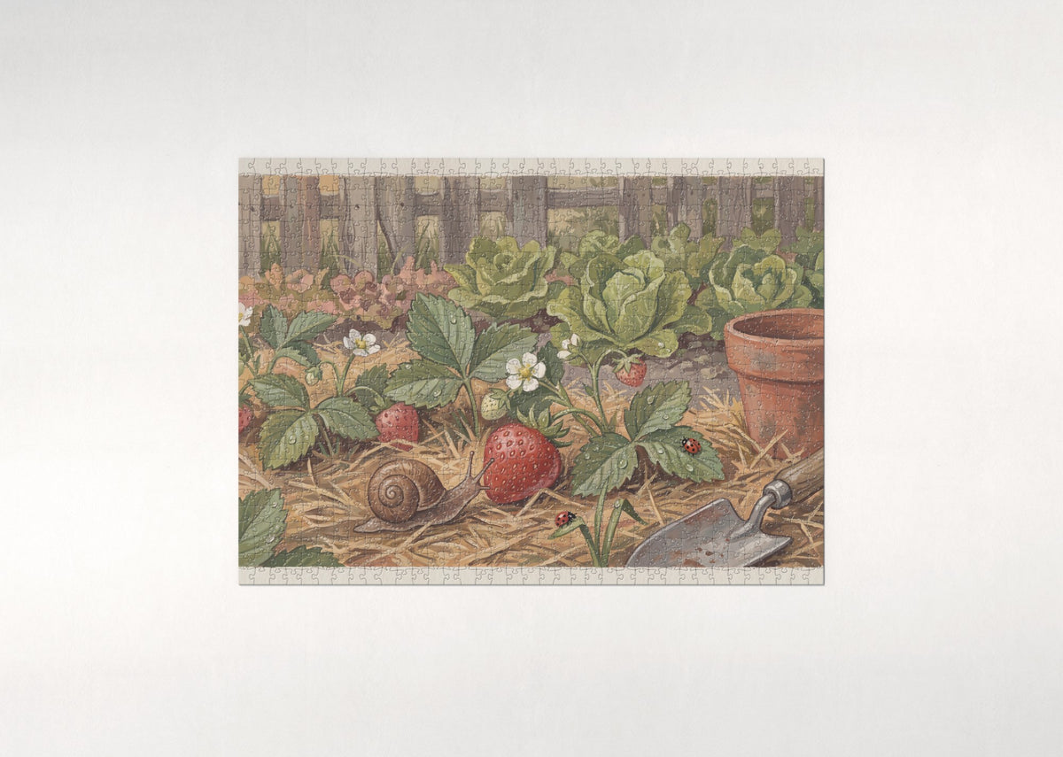Snail on the Strawberry Patch jigsaw puzzle - flat puzzle