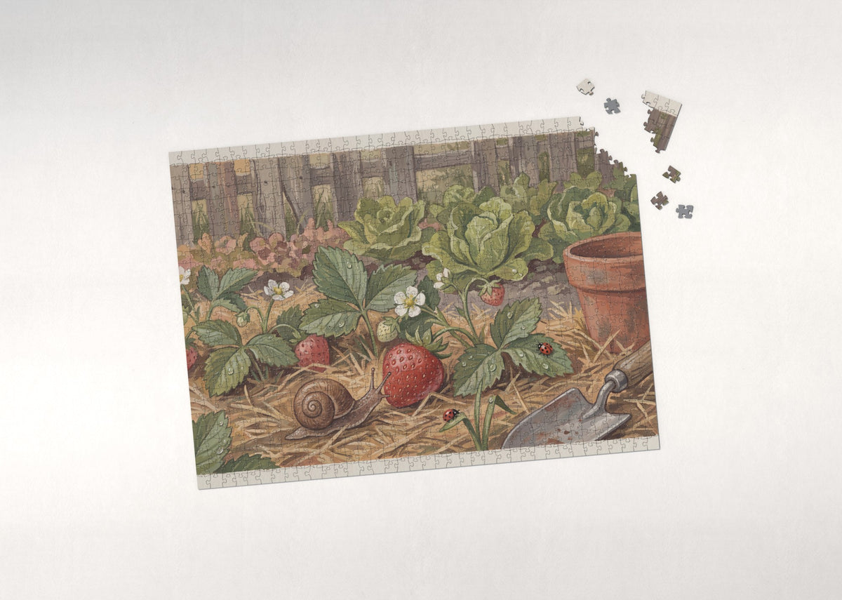Snail on the Strawberry Patch jigsaw puzzle - puzzle with loose pieces